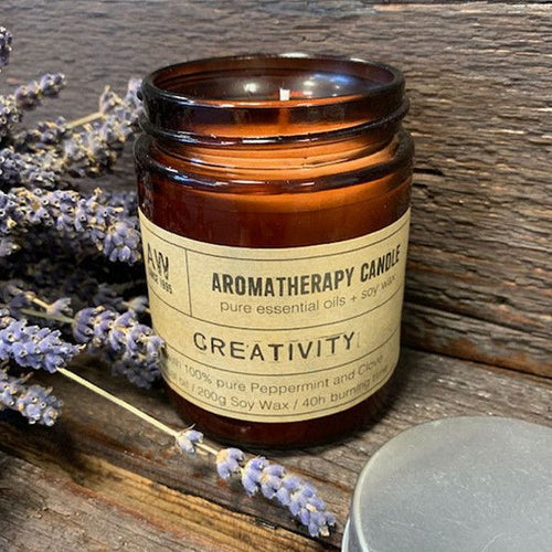 Bougie Aromathérapie Soja 200 g – Créativité (Menthe Poivrée & Clou de Girofle)