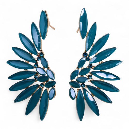 Boucles d'Oreilles Verre Vintage Vert Canard – Ailes d'Ange