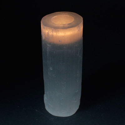 Bougeoir Cylindre en Sélénite – 20 cm