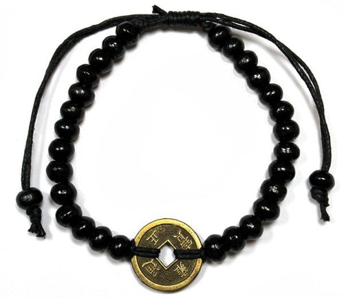 Bracelet Feng Shui Porte-Bonheur en Bois – Noir