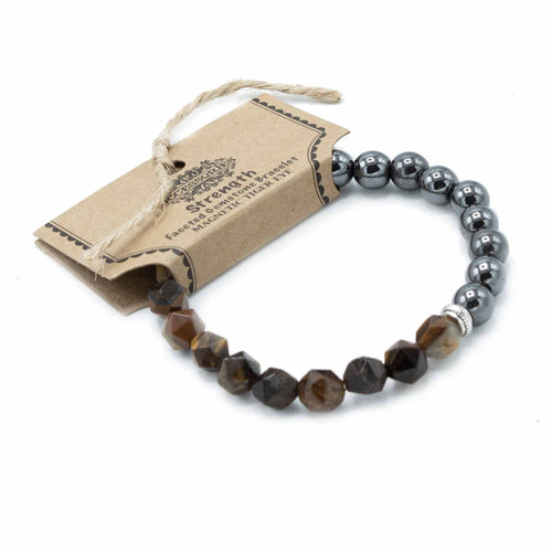 Bracelet en Pierres Facettées - Œil de Tigre Magnétique