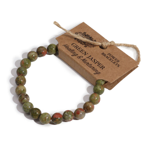 Bracelet en Jaspe Vert – Perles 8 mm sur Élastique
