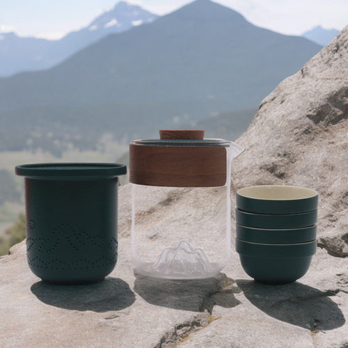 Service à Thé de Voyage Montagne – Théière & Quatre Tasses