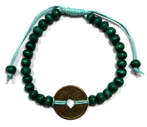 Bracelet Feng Shui Porte-Bonheur en Bois – Vert