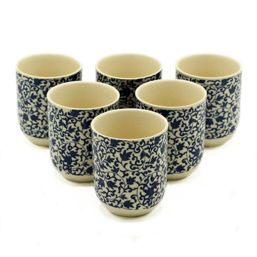 Tasse à Thé en Verre avec Infuseur – Motif Floral Bleu