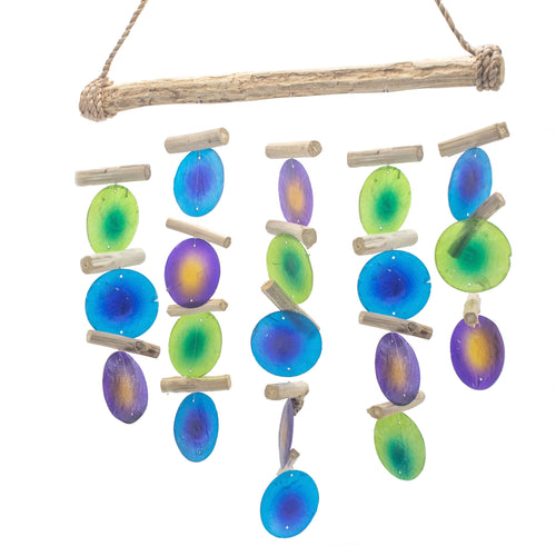 Carillon à Vent Bois Flotté – Vert & Violet