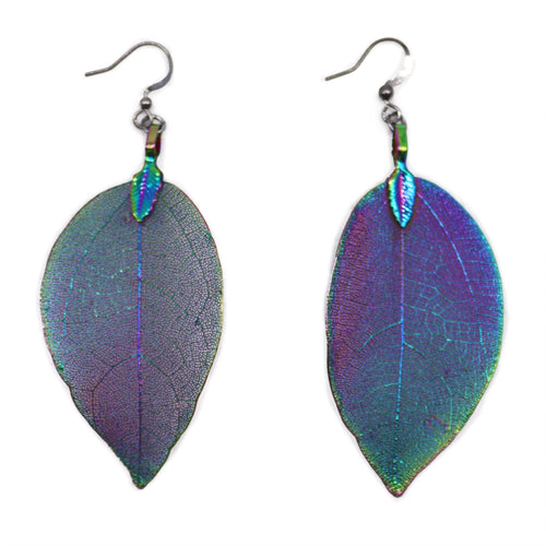 Boucles d'Oreilles Feuille Naturelle – Arc-en-ciel