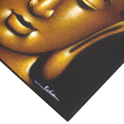 Tableau Bouddha Finition Sable Doré