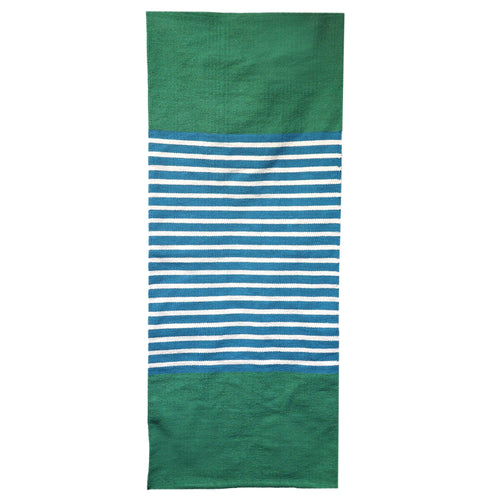 Tapis Indien en Coton 70 x 170 cm – Bleu & Vert