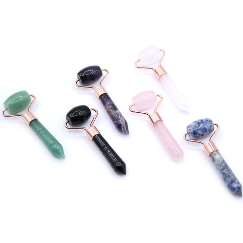 Mini Rouleau de Massage Visage en Quartz Rose