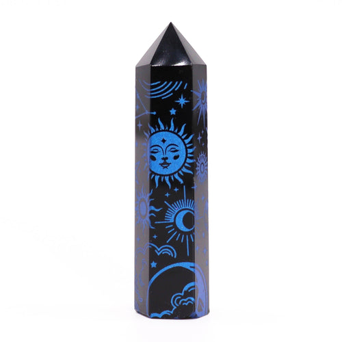 Pointe d'Obsidienne Noire – ~60-70 g, 9 cm – Reflet Bleu Nuit