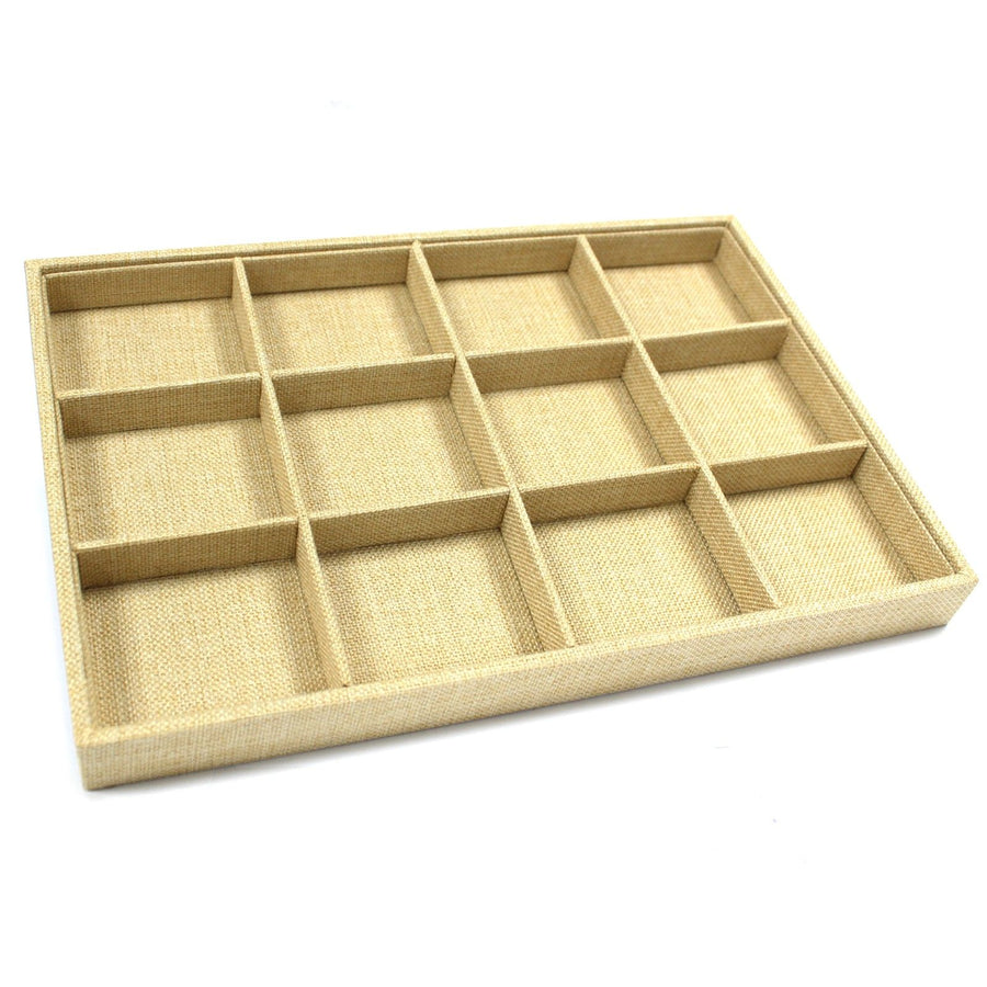 Plateau Présentoir en Rattan Naturel – 12 Compartiments