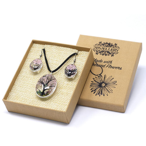 Bijou Fleurs Pressées – Arbre de Vie – Rose