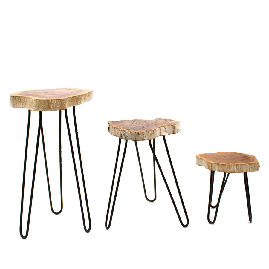 Supports à Plantes en Bois Gamell (Lot de 3) – Blanchi