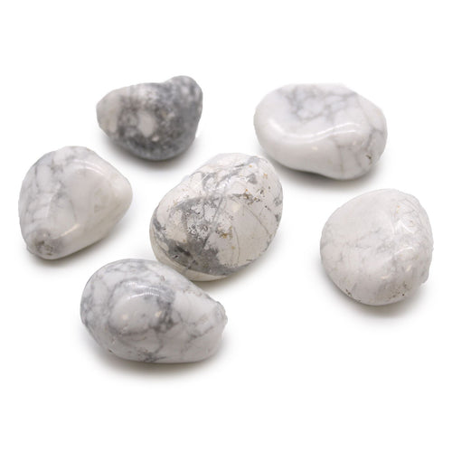 Sachet de 6 grandes pierres roulées en Howlite blanche (Magnésite)