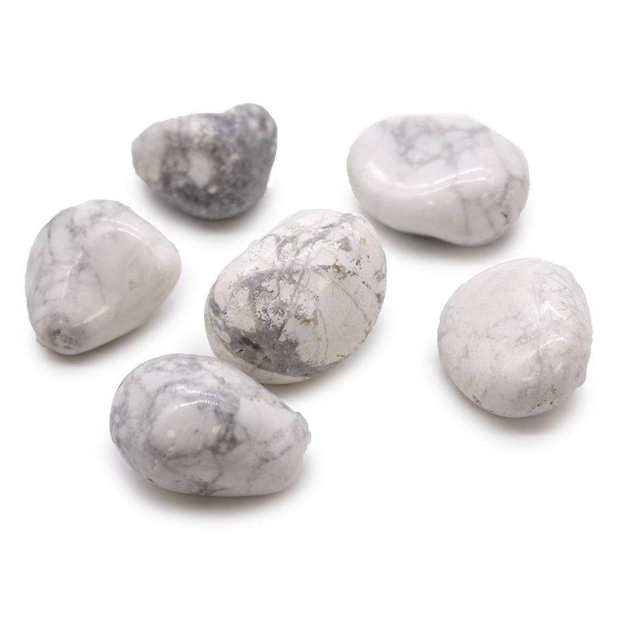 Sachet de 6 grandes pierres roulées en Howlite blanche (Magnésite)