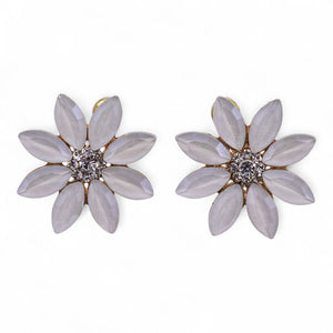 Boucles d'Oreilles Perle & Verre Vintage – Fleurs
