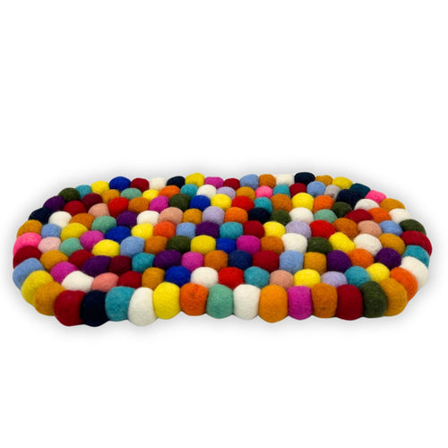 Dessous de Plat Ovale en Perles de Feutre – Multicolore 38 cm