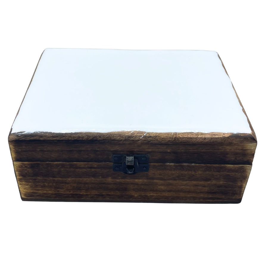 Grande Boîte en Bois Émaillé 20x15x7,5 cm – Blanc