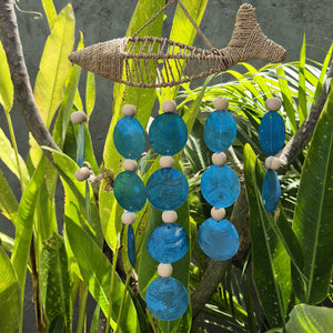 Carillon à Vent Poisson & Coquillages Capiz Bleus