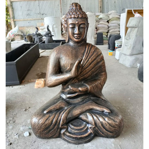 Statue de Bouddha XXL Méditation dans un Stupa – Finition Or Antique – 1,5 m
