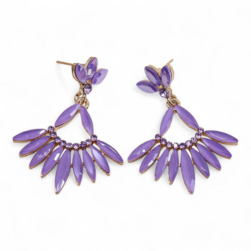 Boucles d'Oreilles Verre Vintage Lavande – Pendantes