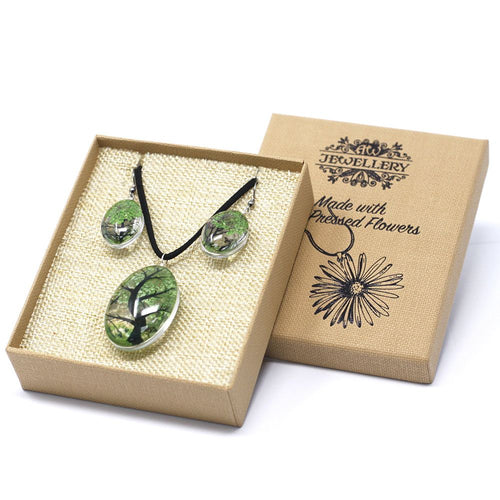 Bijoux Fleurs Pressées – Arbre de Vie – Vert