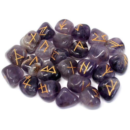 Jeu de Runes en Pierre en Pochette – Améthyste