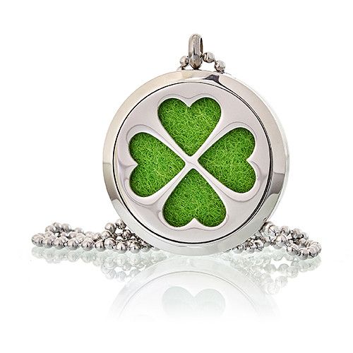 Collier Diffuseur d'Huiles Essentielles – Trèfle à Quatre Feuilles 30mm