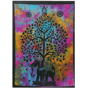 Tenture Murale en Coton Éléphant & Arbre de Vie – 78 x 112 cm