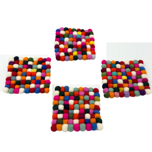 Dessous de Verre Carrés en Perles de Feutre – Gris (lot de 4)
