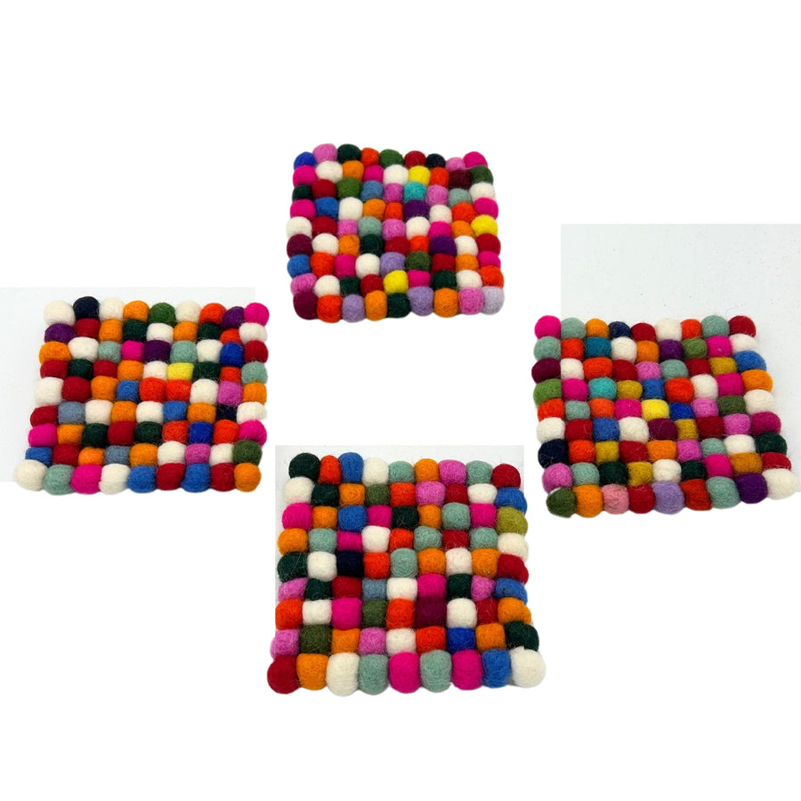 Dessous de Verre Carrés en Perles de Feutre – Gris (lot de 4)