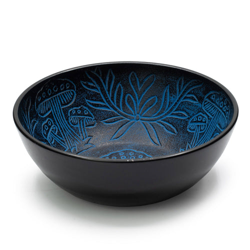 Bol Chantant Tibétain en Aluminium – Champignon Magique Bleu (20 cm)