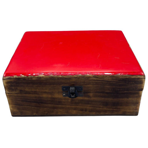 Grande Boîte en Bois Émaillé 20x15x7,5 cm – Rouge