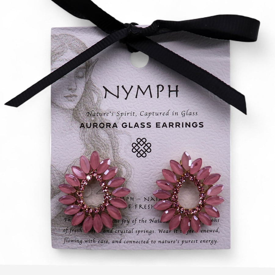 Boucles d'Oreilles Verre Vintage Rose Poudré – Anneau