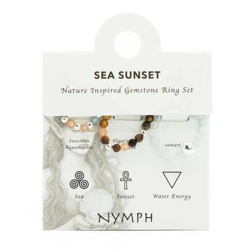 Set de Bagues en Pierres Gemmes – Coucher de Soleil Marin