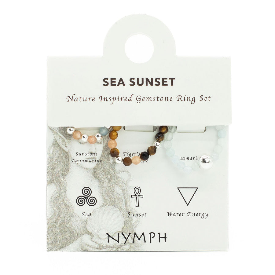 Set de Bagues en Pierres Gemmes – Coucher de Soleil Marin