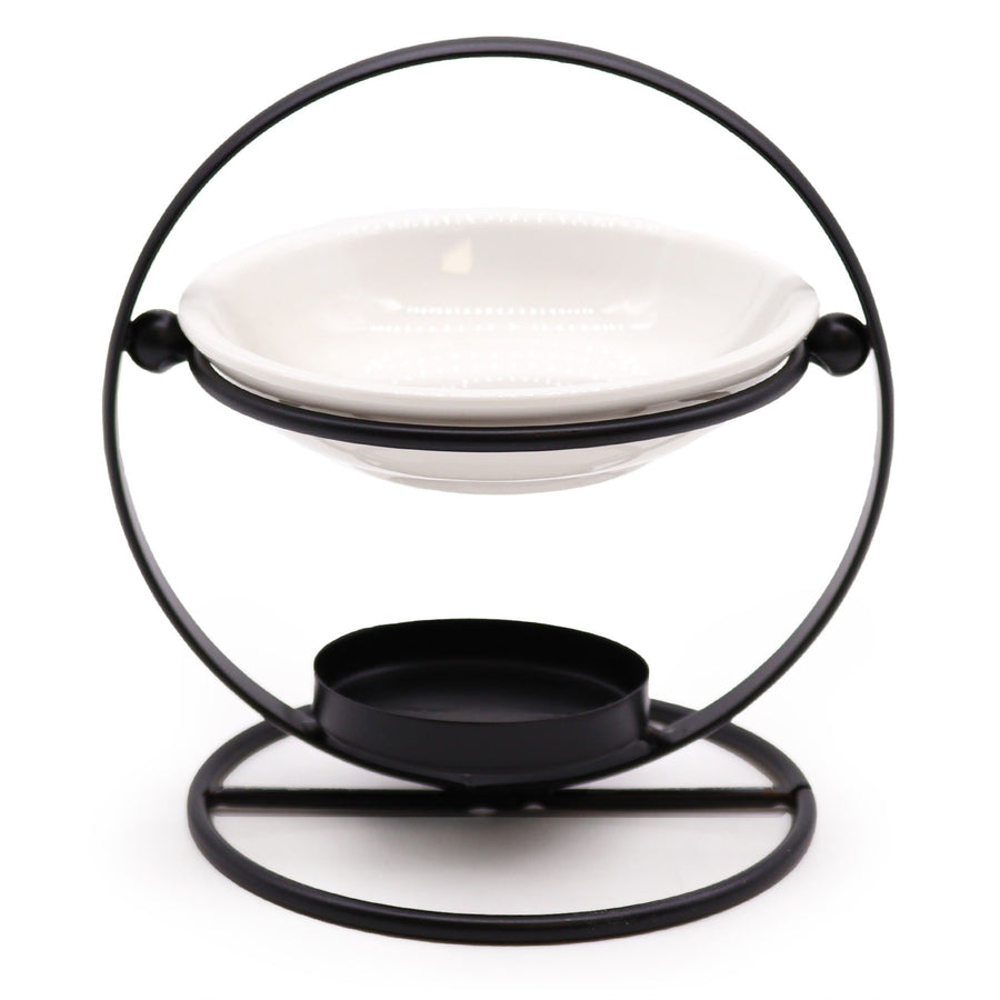 Brûle-Parfum en Céramique & Métal – Support Rond