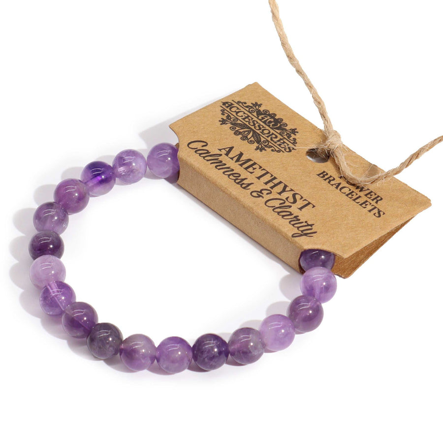 Bracelet en Améthyste – Perles 8 mm sur Élastique