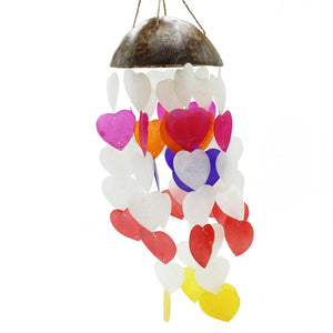 Carillon à Vent Coco & Capiz – Grands Cœurs 40 cm