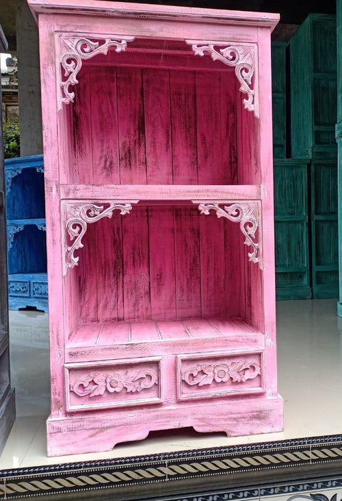 Meuble de Salle de Bain en Bois d'Albasia – Rose Patiné