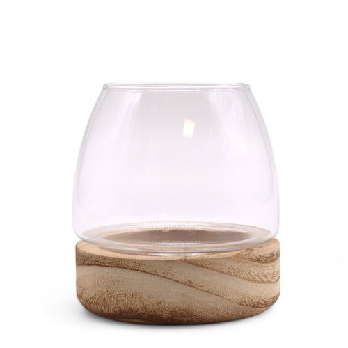 Mini Terrarium en Verre sur Socle en Bois – 10 x 10 cm