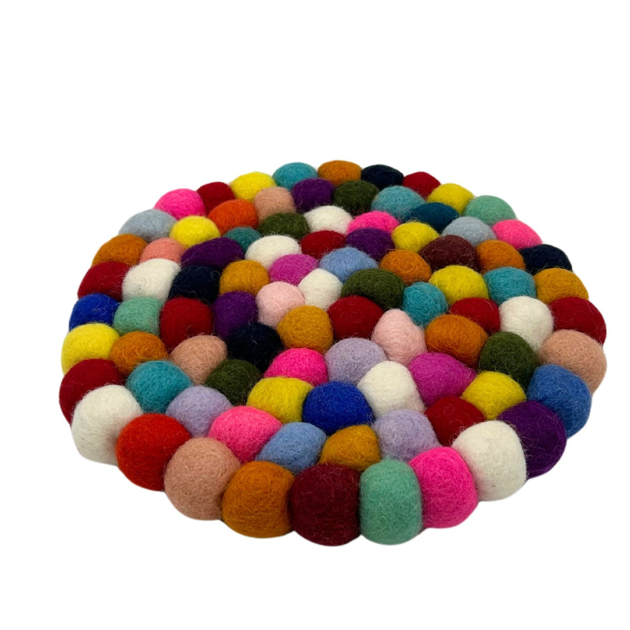 Set de Table Rond en Perles de Feutre – Multicolore 20 cm