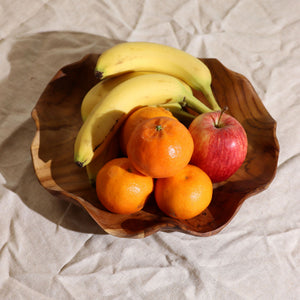 Coupe à Fruits Ronde Lisse en Bois de Teck - 28 x 5,5 cm