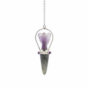 Pendule Ange Améthyste & Labradorite – Bande Chakra