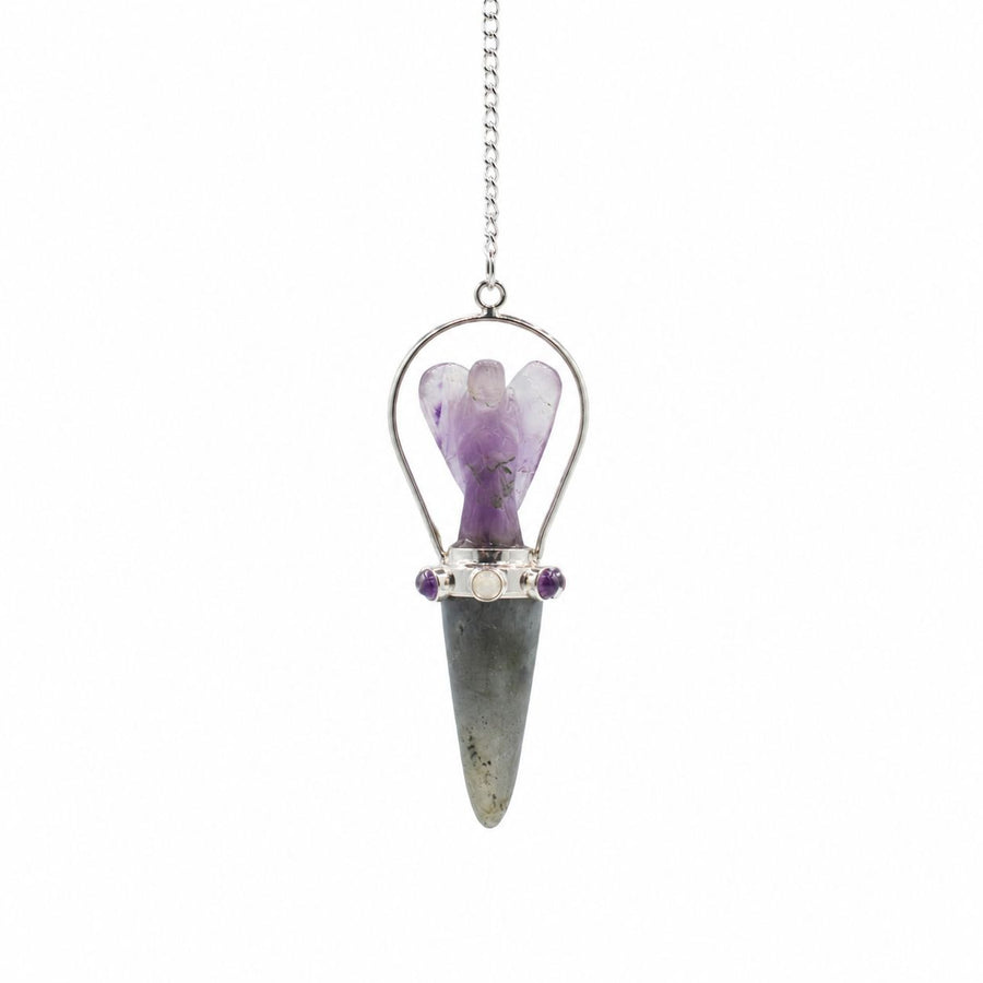 Pendule Ange Améthyste & Labradorite – Bande Chakra