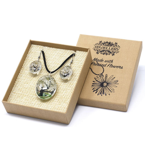 Bijou Fleurs Pressées – Arbre de Vie – Blanc