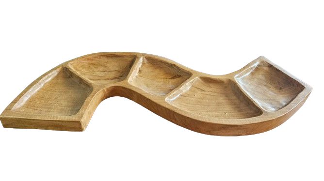 Bol en Bois de Teck Forme Serpent - Environ 55 cm