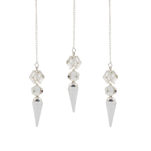 Pendule Cristal de Roche – Design 3 Pièces Facetté