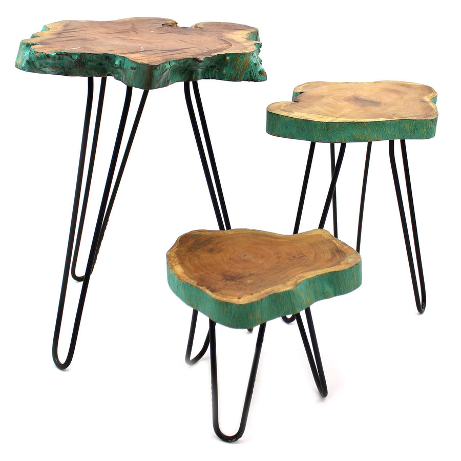 Supports à Plantes en Bois Gamell (Lot de 3) – Vert Patiné